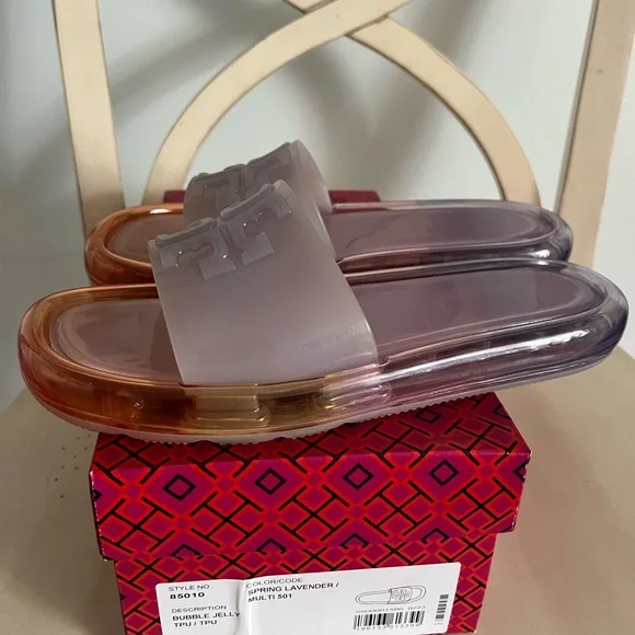 Tory Burch Lavender and Orange Slide Sandals - Picture 1 of 4